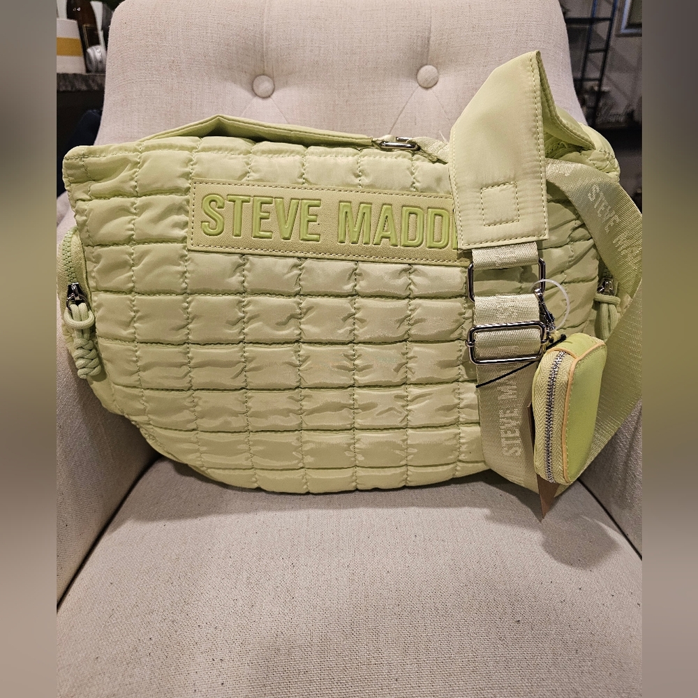 Steve Madden Lime Green Quilted Crossbody Bag Gym Bag Weekender Bag